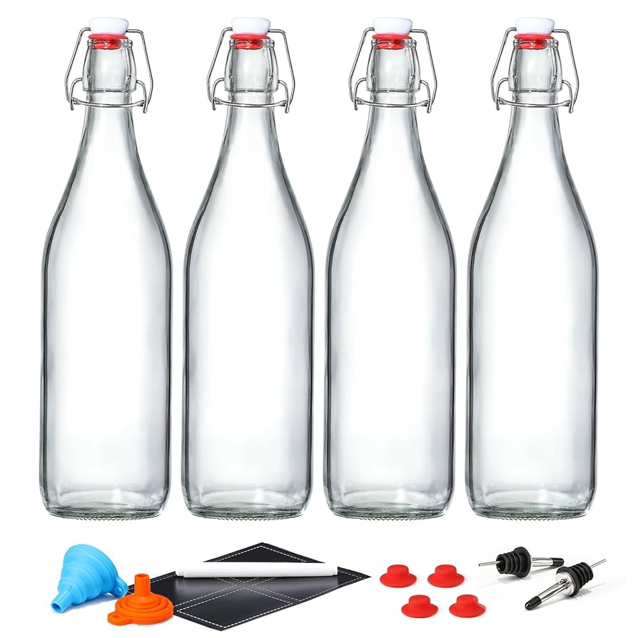 DETO×4bottles Amazon.com: 4 Pack [1 Liter / 33 fl. oz.] Swing Top Glass